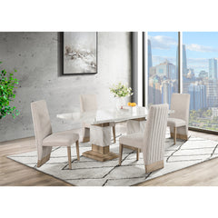 STACEY BEIGE/NATURAL DINING TABLE SET