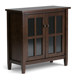 Warm Shaker 32 inch Wide Solid Wood Low Storage Cabinet in Tobacco Brown