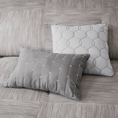 7 Piece Printed Seersucker Comforter Set Grey King