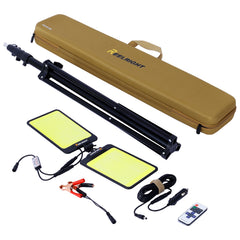 LED Work Light with Stand, 11200 Lumen Dual-Head Tripod Lights Construction, Outdoor Construction Light Stand Portable stand work light with Remote, Waterproof Versatility Light for Jobsite Backyard