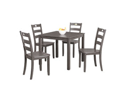 5pc Dining Table Set square 1x Table Slat Back 4x Chairs Transitional Style Gray Finish Dining Room