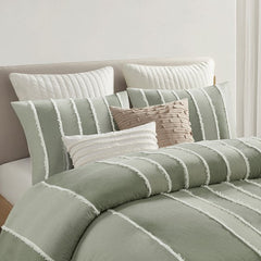 King/Cal King 3 Piece Striped Cotton Duvet Cover Set