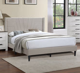Light Brown Color 1pc Eastern King Size Bed Burlap Fabric Headboard Upholstered Bedroom Furniture Platform Bedframe
