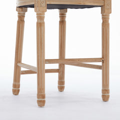 Solid Wood Bar stools Set of 2 Classic French Country Wooden Barstools with Upholstered Seating Kitchen Bar Stool for Bar Counter Rattan - Beige