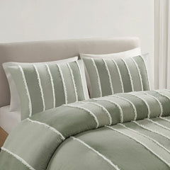 Full/Queen 3 Piece Striped Cotton Duvet Cover Set