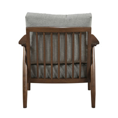 Modern Living Room 1pc Gray Accent Chair Solid Wood Brown Finish Wooden Furniture