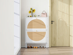 2 Door Shoe Rack, Rattan, Double Layer, Suitable for Living Room, Hallway