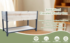 New style: Solid Wood & Iron Frame Raised Garden Bed - Reversible & Replaceable Wood Panels, No Paint/Formaldehyde, DIY Planter Box for Vegetables, Fruits, Flowers