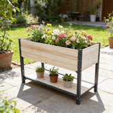 New style: Solid Wood & Iron Frame Raised Garden Bed - Reversible & Replaceable Wood Panels, No Paint/Formaldehyde, DIY Planter Box for Vegetables, Fruits, Flowers