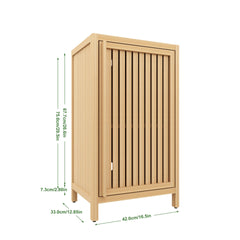 Bathroom Bamboo Storage Cabinet, Freestanding Floor Cabinet with Door and Shelf for Bathroom, Living Room, Bedroom, Hallway, Kitchen