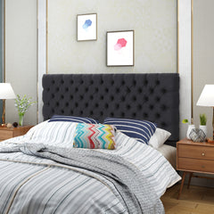 Tufted Upholstered Queen Size Bed Headboard in Modern Button Design, Adjustable Solid Wood Head Board, Solid Wood Head Board with Durable Metal Legs in Bedroom