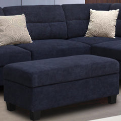 Domenico 100"W Black Fabric Sectional Sofa with Right Facing Chaise, Storage Ottoman, and 2 Accent Pillows