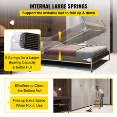 Murphy Mounting Wall Springs Mechanism Heavy Duty Support Hardware DIY Kit for King Queen Bed (Vertical), White