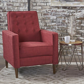 Fabric Recliner Chair Mid-Century Modern Recliner Pushback Single Recliner Sofa with Thicker Seat Cushion Tufted Upholstered Sofa with Wooden leg for Living Room Bedroom