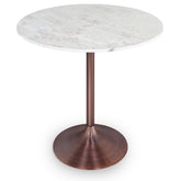 Osborne 36 inch Wide Genuine Marble and Iron Contemporary Dining Table in White/Antique Copper