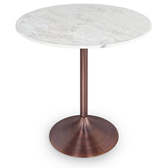 Osborne 36 inch Wide Genuine Marble and Iron Contemporary Dining Table in White/Antique Copper