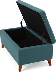 Home Decor, Tufted Ainsley Button Storage Ottoman Bench with Hinged Lid, Ottoman Bench with Storage for Living Room & Bedroom, Solid wood leg