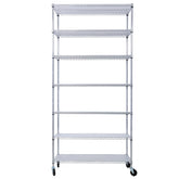 7 Tier Metal Shelf Wire Shelving Unit, 2450lbs Heavy Duty Adjustable Storage Rack with Wheels & Shelf Liners for Closet Kitchen Garage Basement Commercial Shelving - 81.5" H x 48" L x 18" D chrome