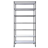 7 Tier Metal Shelf Wire Shelving Unit, 2450lbs Heavy Duty Adjustable Storage Rack with Wheels & Shelf Liners for Closet Kitchen Garage Basement Commercial Shelving - 81.5" H x 48" L x 18" D black