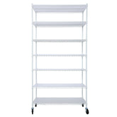7 Tier Metal Shelf Wire Shelving Unit, 2450lbs Heavy Duty Adjustable Storage Rack with Wheels & Shelf Liners for Closet Kitchen Garage Basement Commercial Shelving - 81.5" H x 48" L x 18" D white