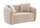Keith Beige Chenille Loveseat with 2 Matching Color Toss Pillows