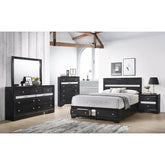 Traditional Style Queen 5 PC Storage Bedroom Set in Black made with Wood