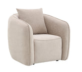 Keith Beige Chenille Chair with 1 Matching Color Toss Pillows