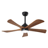 42" 5PCS Solid Wood Blades Ceiling Fan with Lights Remote Control,Quiet DC Motor 5 Blade Ceiling Fans 6 Speed Levels,Reversible Ceiling Fan,for Patio Living Room, Bedroom, Office,Indoor.(Matte Black)