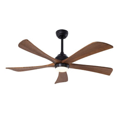 52" 5PCS Solid Wood Blades Ceiling Fan with Lights Remote Control,Quiet DC Motor 3 Blade Ceiling Fans 6 Speed Levels,Reversible Ceiling Fan,for Patio Living Room, Bedroom, Office,Indoor.(Matte Black)