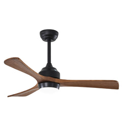 42" Solid Wood Blades Ceiling Fan with Lights Remote Control,Quiet DC Motor 3 Blade Ceiling Fans 6 Speed Levels,Reversible Ceiling Fan, for Patio Living Room, Bedroom, Office,Indoor.(Matte Black)