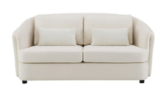Mariko Beige Linen Loveseat with 2 Toss Pillows