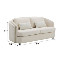 Mariko Beige Linen Loveseat with 2 Toss Pillows