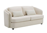 Mariko Beige Linen Loveseat with 2 Toss Pillows