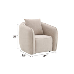 Keith Beige Chenille 3PCS Living Room Set (comes with matching color toss pillows)
