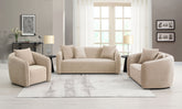 Keith Beige Chenille 3PCS Living Room Set (comes with matching color toss pillows)