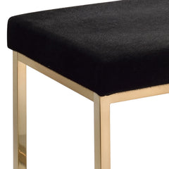 Boice Black Fabric & Champagne Finish Ottoman