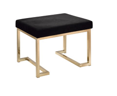 Boice Black Fabric & Champagne Finish Ottoman