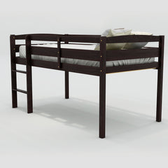 Twin Wood Loft Bed Low Loft Beds with Ladder,Twin,Espresso(OLD SKU :WF286816AAP)