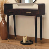 Solid Wood Apollo Loop Console Desk,Brown with 2-Drawers,1-shelf