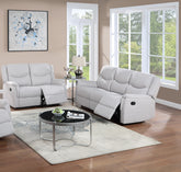 Modern Style 2pc Living Room Set 1x Sofa 1x Loveseat Fully Upholstered Supportive Backrest Sincere Bone Finish Manual Motion Primary Living Room Furniture