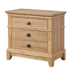 Farmhouse Style Natural Oak Color 1pc Nightstand Solid wood Pecan Veneer 3-Drawers Storage Bedside Table Bedroom Furniture