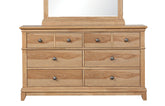 Farmhouse Style Natural Oak Color 1pc Dresser Pecan Veneer 8-Drawers Storage Dresser Bedroom Furniture