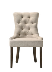 Farren Beige Fabric & Weathered Oak Finish Side Chair (Set of 2)