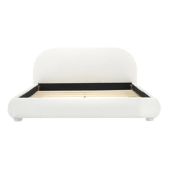Cream Style Fabric Upholstered Bed, Simple Modern Bedroom Double Bed,Queen