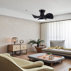 ABS Ceiling Fan with 3 Color Temperatures Light and Remote Control DC Motor Powerful and low noise Small Space ceiling fan for Kitchen Bedroom Dining room Toilet Patio.( Matte Black)