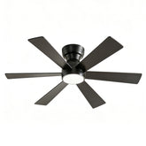 46" Flush Mount Ceiling Fan with Lights Remote Control,Quiet DC Motor 6 Plywood Blade Ceiling Fans 6 Speed Levels,Reversible Ceiling Fan, for Patio Living Room, Bedroom, Office,Indoor.((Matte Black )