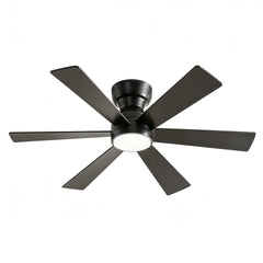 46" Flush Mount Ceiling Fan with Lights Remote Control,Quiet DC Motor 6 Plywood Blade Ceiling Fans 6 Speed Levels,Reversible Ceiling Fan, for Patio Living Room, Bedroom, Office,Indoor.((Matte Black )