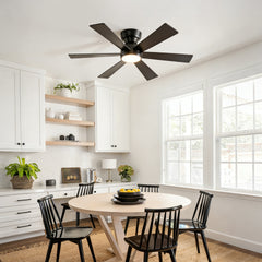 46" Flush Mount Ceiling Fan with Lights Remote Control,Quiet DC Motor 6 Plywood Blade Ceiling Fans 6 Speed Levels,Reversible Ceiling Fan, for Patio Living Room, Bedroom, Office,Indoor.((Matte Black )