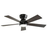 46 Inch 5 PCS Plywood Blades Ceiling Fan With Light Kit 3 Color LED Light Source, DC 6 Speed ,Remote Control Ceiling Fan for Patio Living Room, Bedroom, Office,Indoor.(( Matte Black )