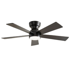 46 Inch 5 PCS Plywood Blades Ceiling Fan With Light Kit 3 Color LED Light Source, DC 6 Speed ,Remote Control Ceiling Fan for Patio Living Room, Bedroom, Office,Indoor.(( Matte Black )